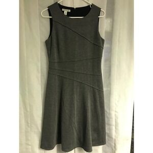 London Style Collection Womens Grey Asymmetrical Pleated Fit Flare Dress Size 10